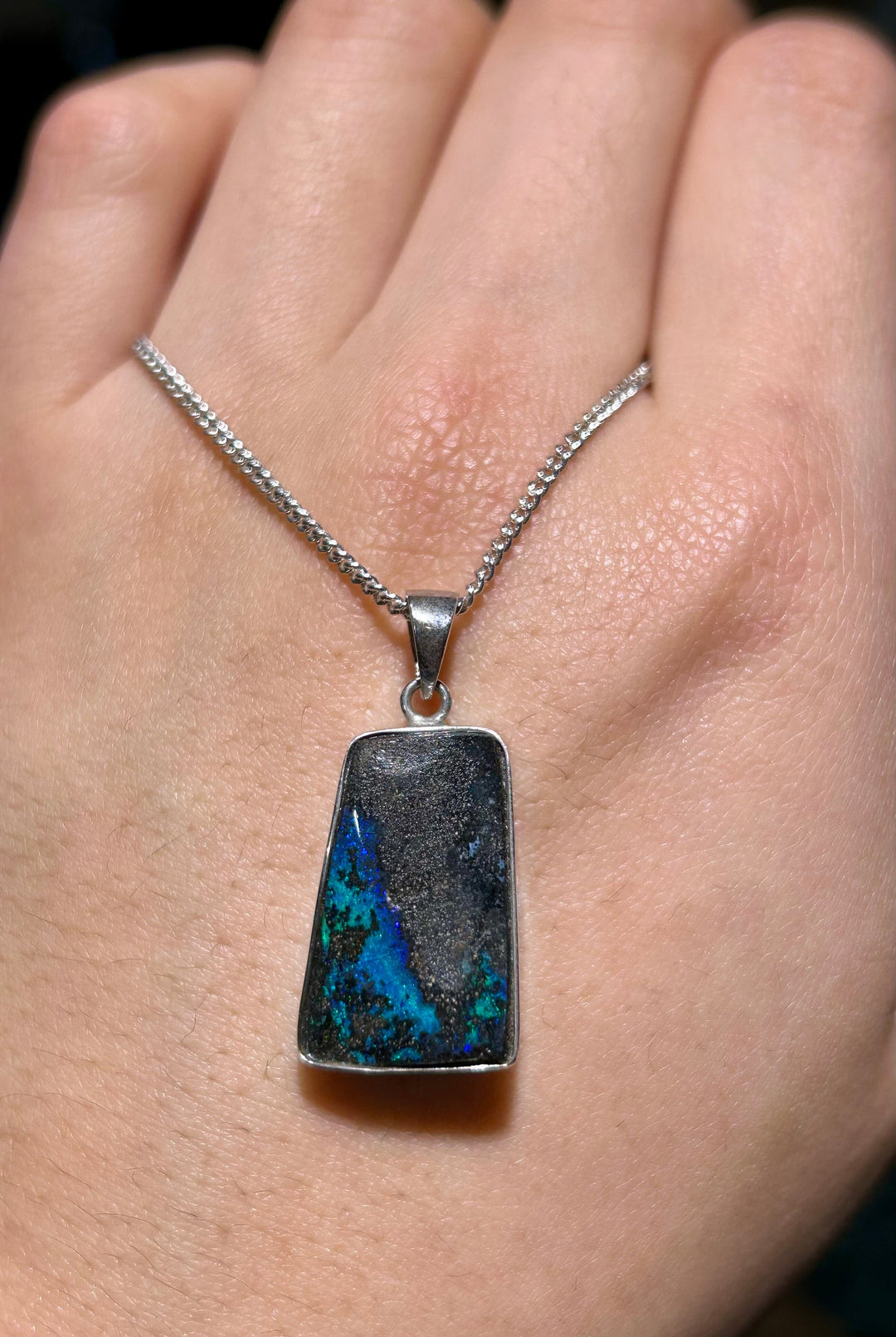 Australian Boulder Opal Pendant Sterling Silver Setting EOFY aopal 