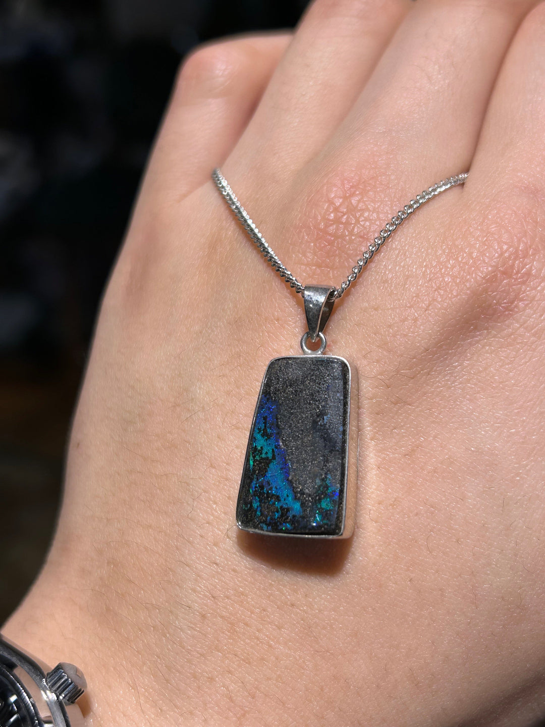 Australian Boulder Opal Pendant Sterling Silver Setting EOFY aopal 