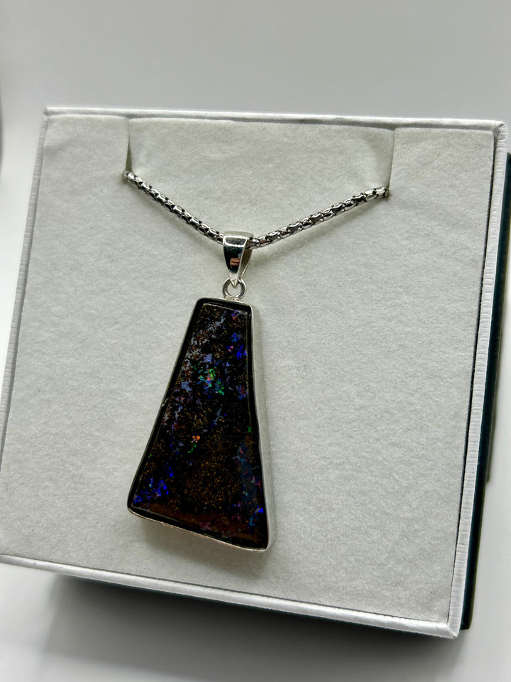 Australian Boulder Opal Pendant Sterling Silver Setting EOFY Sale Pendant aopal 