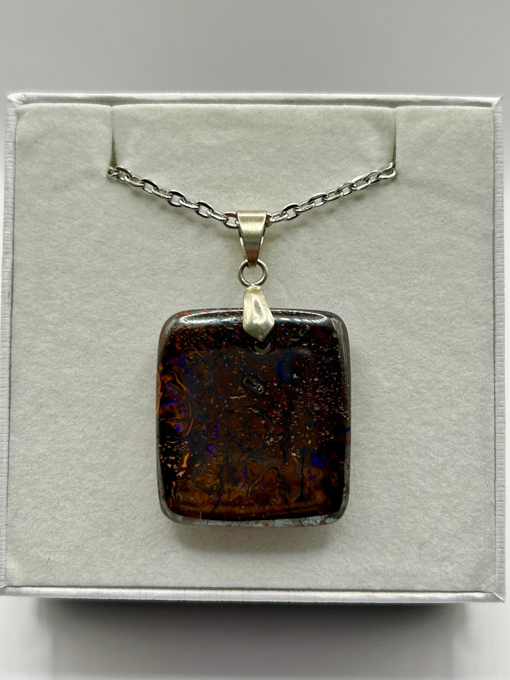 Australian Boulder Opal Pendant Sterling Silver Setting EOFY Sale Pendant aopal 