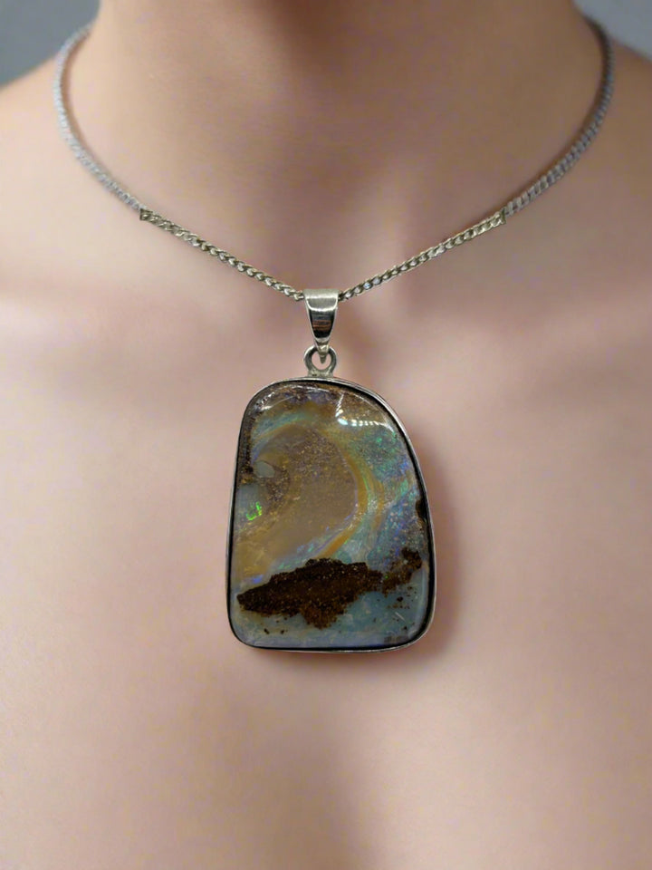 Australian Boulder Opal Pendant Sterling Silver Setting EOFY Sale Pendant aopal 