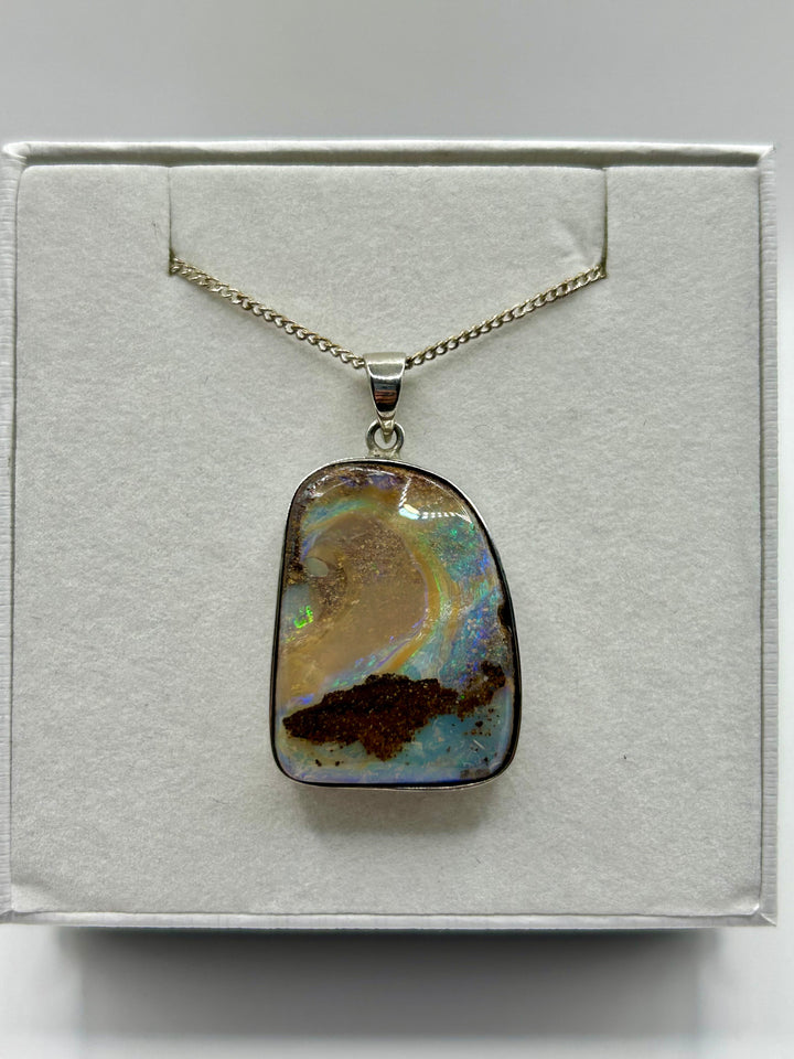 Australian Boulder Opal Pendant Sterling Silver Setting EOFY Sale Pendant aopal 