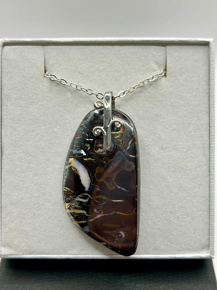 Australian Boulder Opal Pendant Sterling Silver Setting EOFY Sale Pendant aopal 