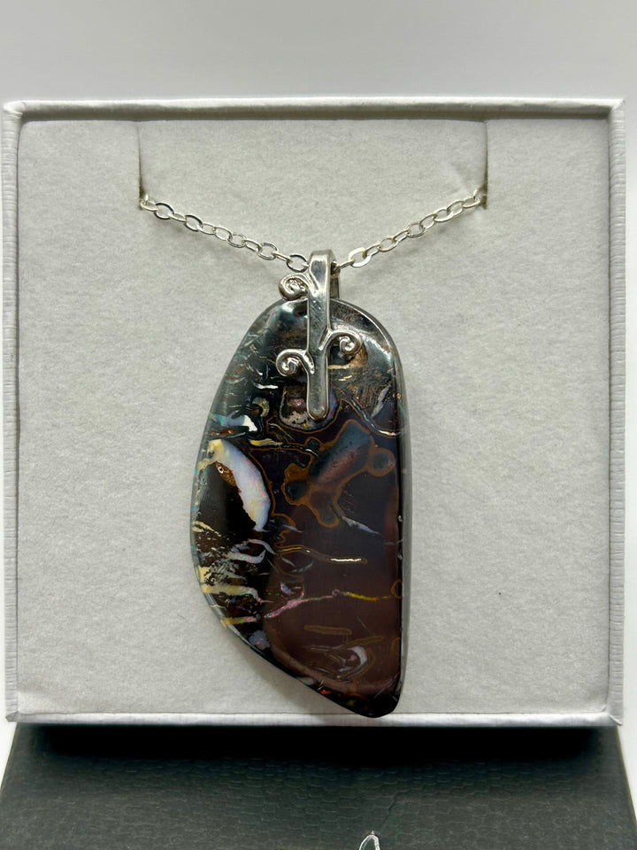 Australian Boulder Opal Pendant Sterling Silver Setting EOFY Sale Pendant aopal 