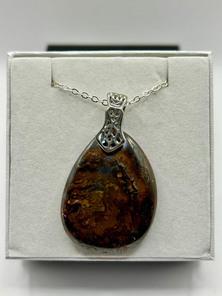 Australian Boulder Opal Pendant Sterling Silver Setting EOFY Sale Pendant aopal 