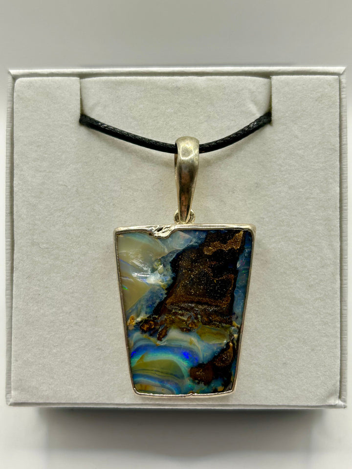 Australian Boulder Opal Pendant Sterling Silver Setting EOFY Sale Pendant aopal 