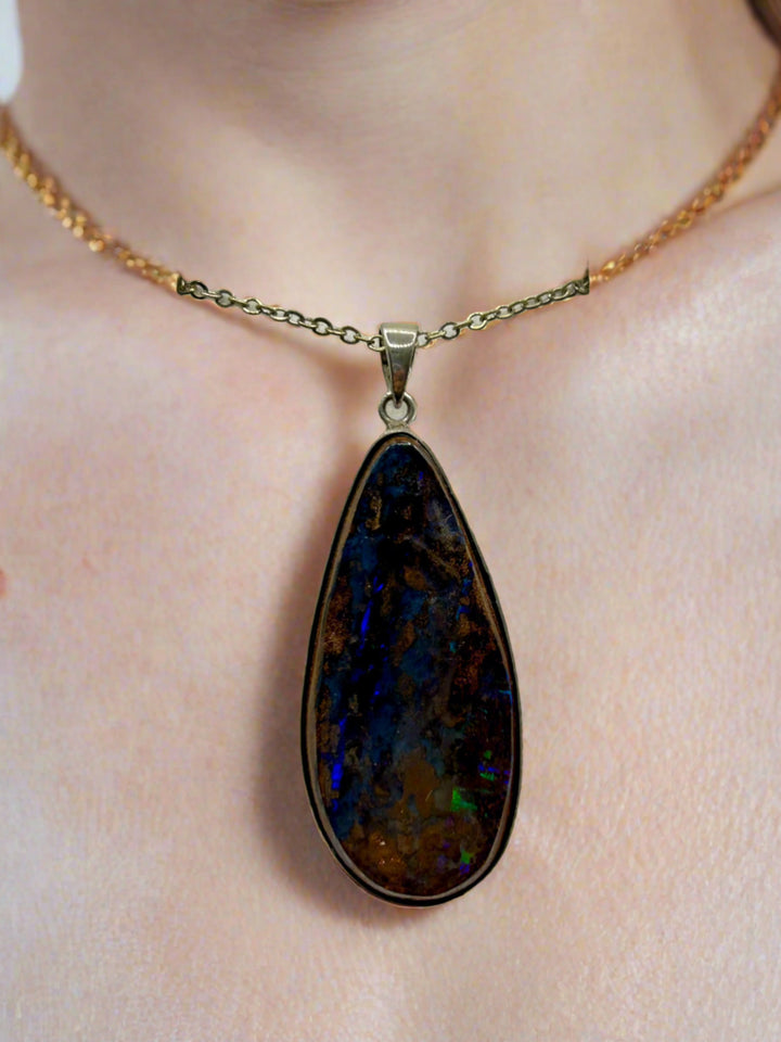 Australian Boulder Opal Pendant Sterling Silver Setting EOFY Sale Pendant aopal 