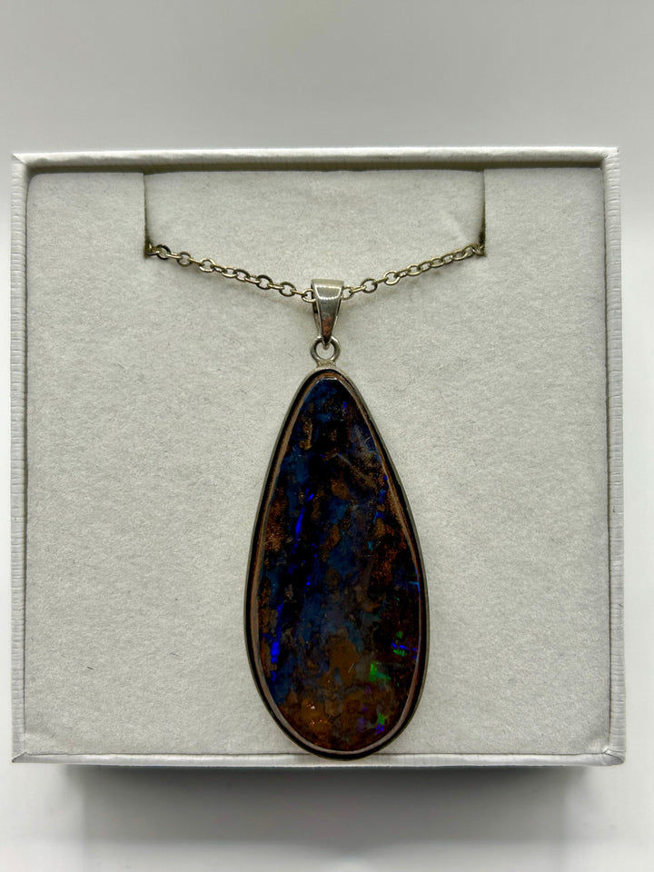 Australian Boulder Opal Pendant Sterling Silver Setting EOFY Sale Pendant aopal 