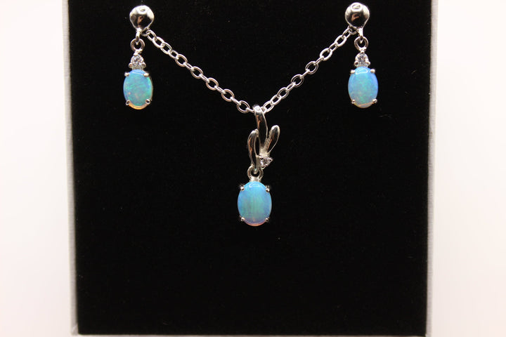 Australian Solid Opal Set in Sterling Silver Setting Set Australian Opal House 