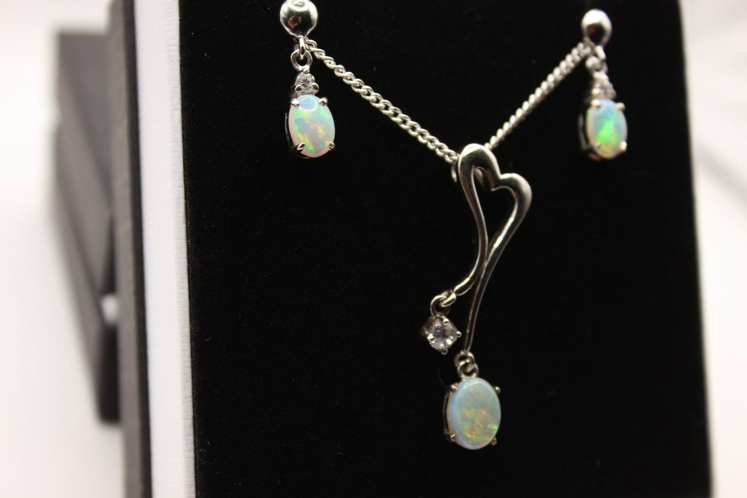 Australian Solid Opal Set in Sterling Silver Setting Set Australian Opal House 