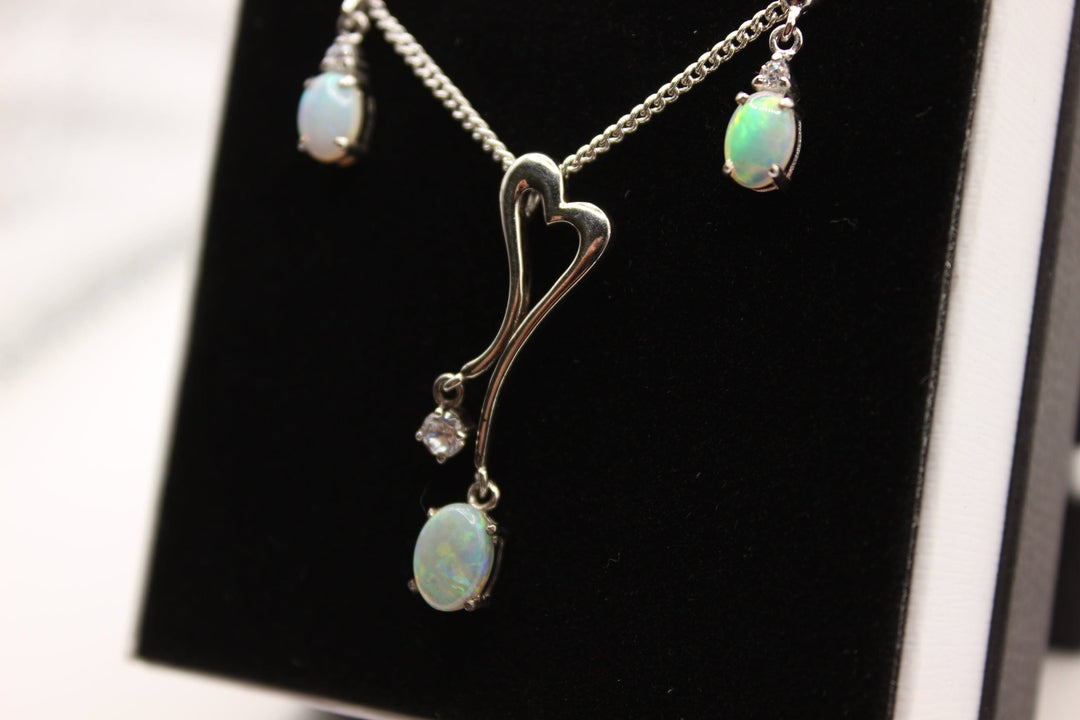 Australian Solid Opal Set in Sterling Silver Setting Set Australian Opal House 