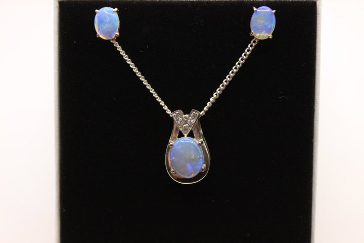 Australian Solid Opal Set in Sterling Silver Setting Set Australian Opal House 