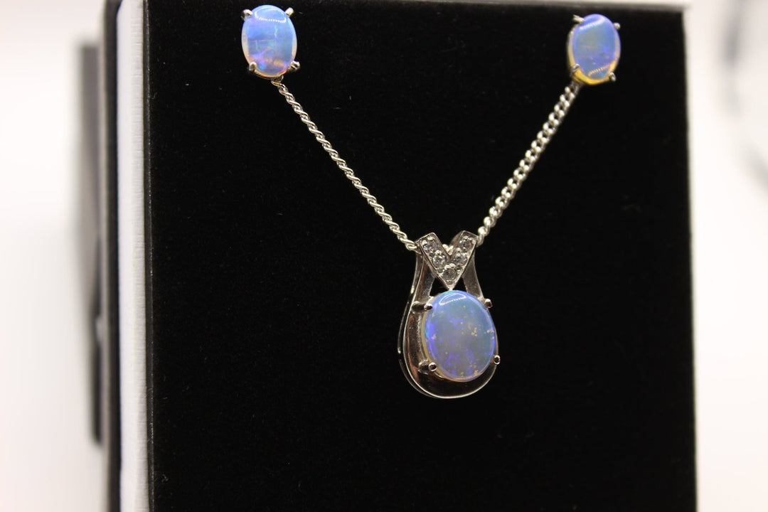 Australian Solid Opal Set in Sterling Silver Setting Set Australian Opal House 