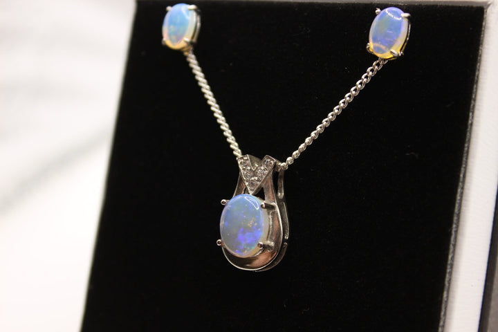 Australian Solid Opal Set in Sterling Silver Setting Set Australian Opal House 