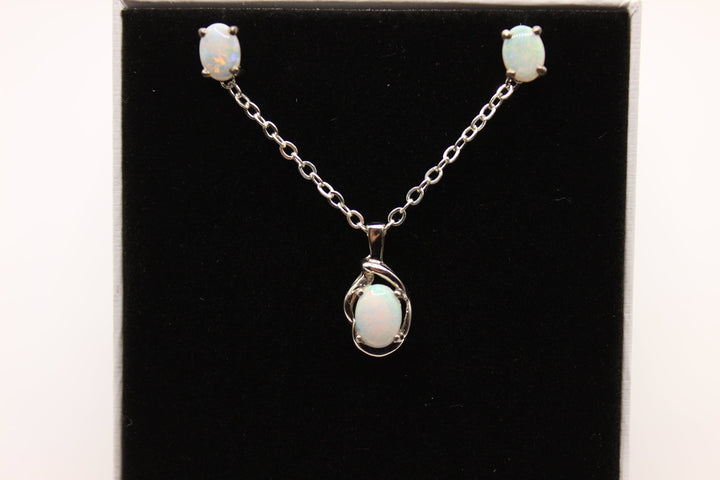 Australian Solid Opal Set in Sterling Silver Setting Set Australian Opal House 