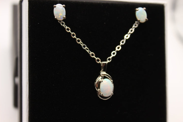 Australian Solid Opal Set in Sterling Silver Setting Set Australian Opal House 