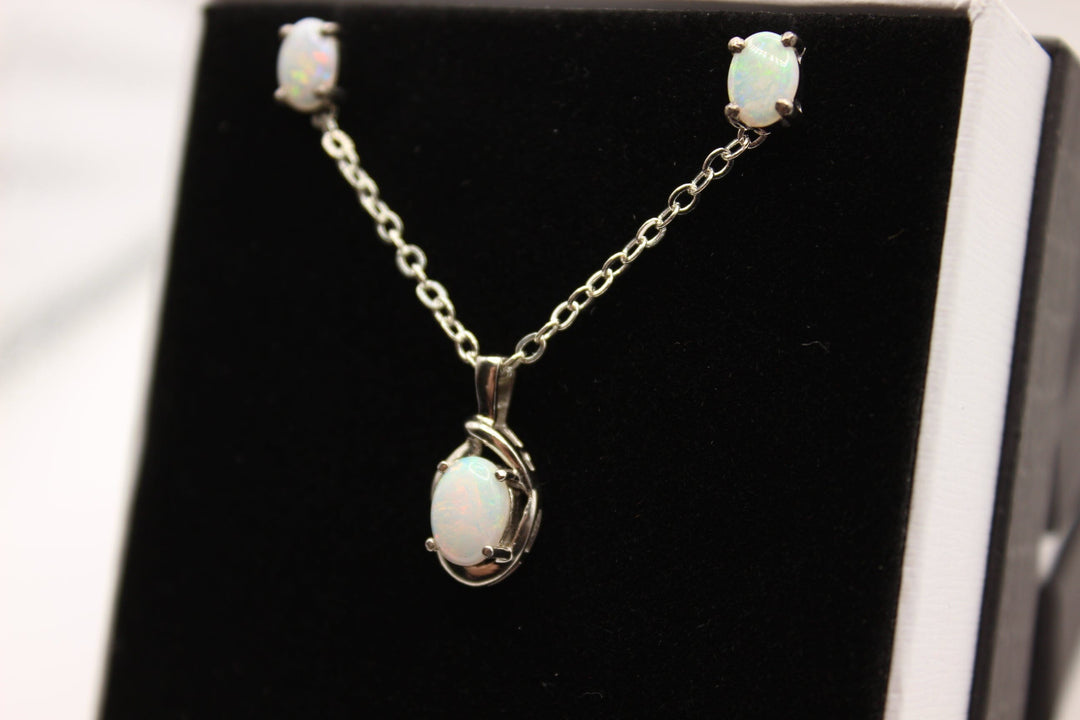 Australian Solid Opal Set in Sterling Silver Setting Set Australian Opal House 