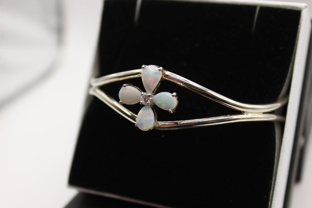 Australian Solid Opal Bangle in Sterling Silver Setting Bangle Australian Opal House 