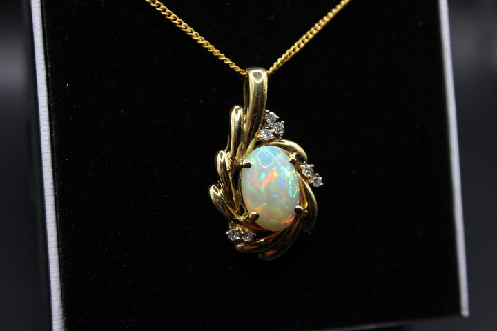 Australian Natural Solid Opal Pendant in 18k Yellow Gold Setting Pendant Australian Opal House 