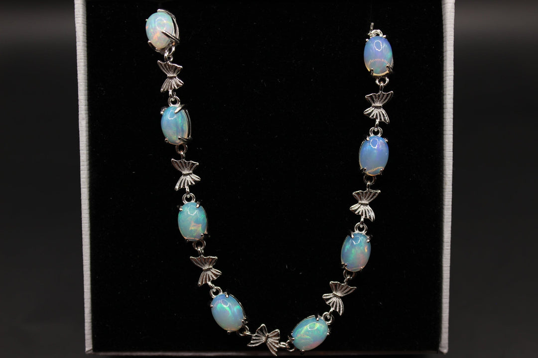 Australian Solid Opal Bracelet Sterling Silver Butterfly Setting Pendant Australian Opal House Ocean Blue 