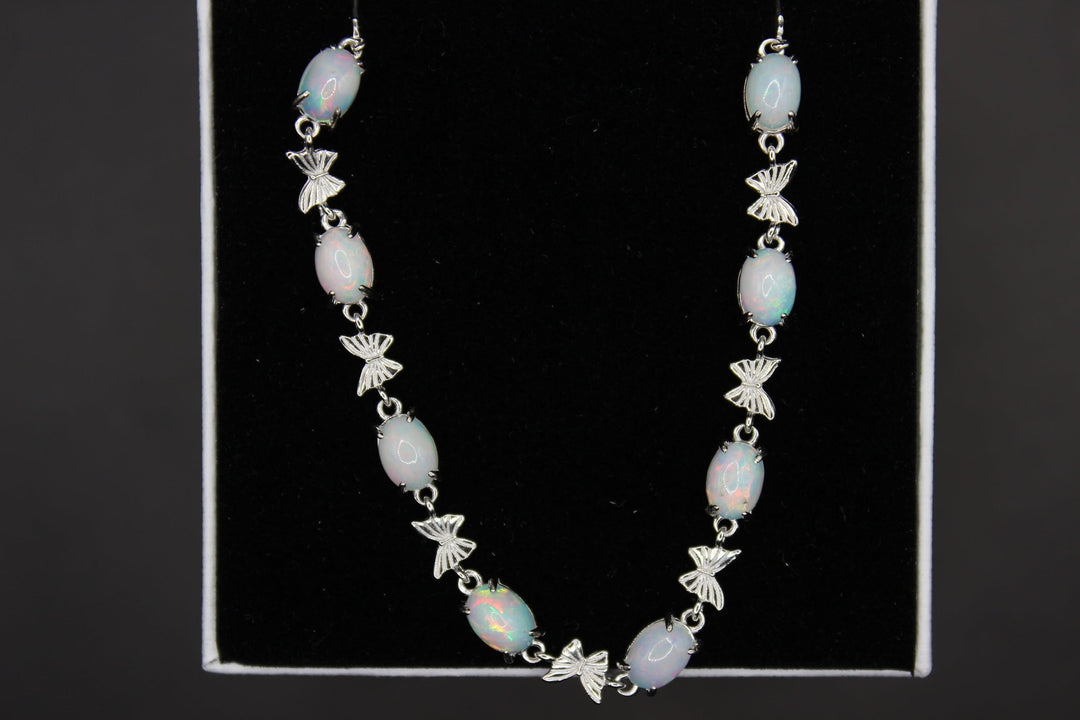 Australian Solid Opal Bracelet Sterling Silver Butterfly Setting Pendant Australian Opal House 