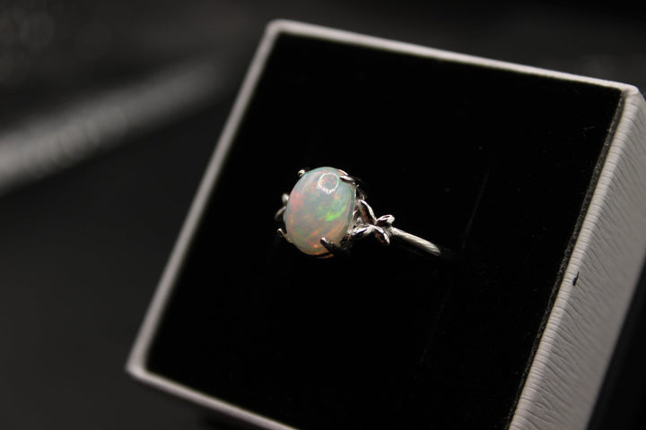 Australian Solid Opal Ring in Sterling Silver Setting Ajustable Rings Australian Opal House 