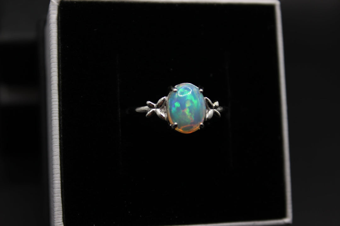 Australian Solid Opal Ring in Sterling Silver Setting Ajustable Rings Australian Opal House 