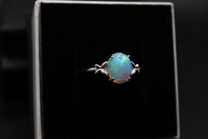 Australian Solid Opal Ring in Sterling Silver Setting Ajustable Rings Australian Opal House 