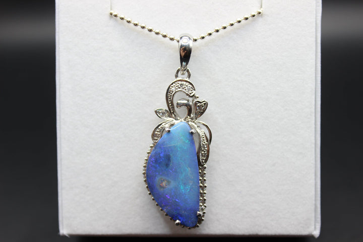 Australian Boulder Opal Pendant in Sterling Silver Setting Pendant Australian Opal House 