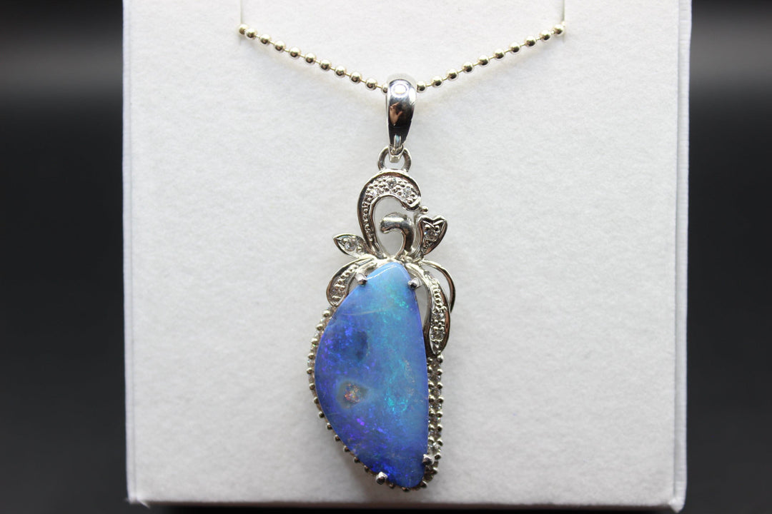 Australian Boulder Opal Pendant in Sterling Silver Setting Pendant Australian Opal House 