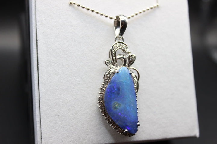 Australian Boulder Opal Pendant in Sterling Silver Setting Pendant Australian Opal House 