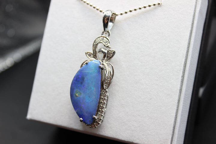 Australian Boulder Opal Pendant in Sterling Silver Setting Pendant Australian Opal House 