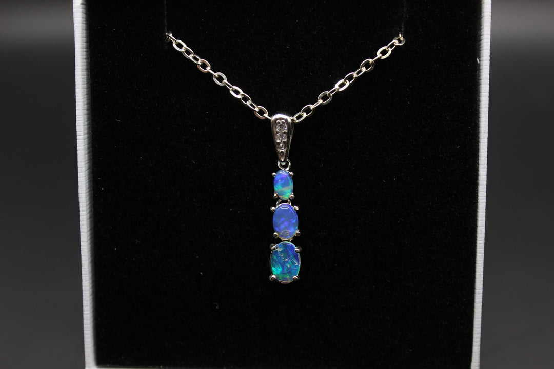 Australian Natural Solid Opal Pendant Sterling Silver Setting Pendant Australian Opal House Blue 