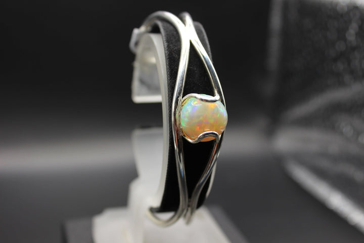 Ethiopian Solid Fire Opal Bangle in Sterling Silver Setting Pendant Australian Opal House 