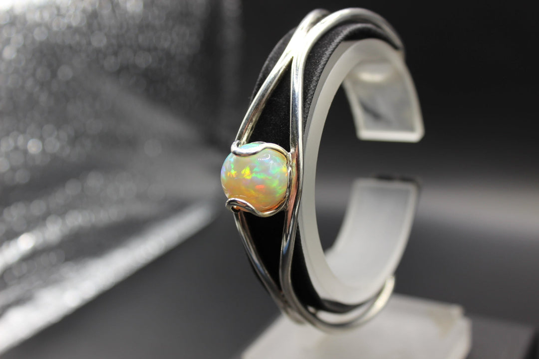 Ethiopian Solid Fire Opal Bangle in Sterling Silver Setting Pendant Australian Opal House 