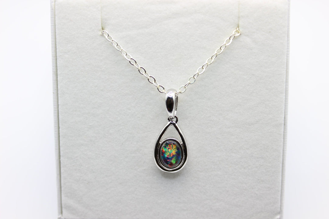 Australian Triplet Opal Pendant in Sterling Silver Setting Pendant Australian Opal House Fire 