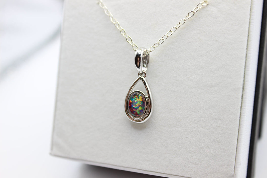 Australian Triplet Opal Pendant in Sterling Silver Setting Pendant Australian Opal House 