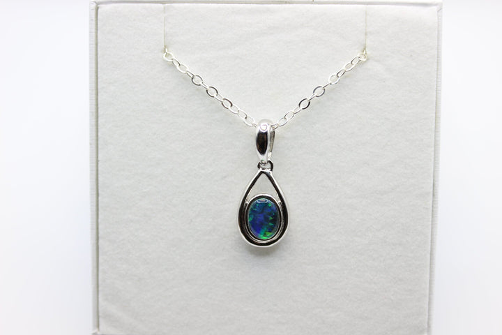 Australian Triplet Opal Pendant in Sterling Silver Setting Pendant Australian Opal House Green 