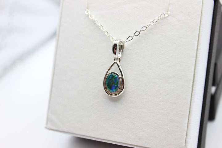 Australian Triplet Opal Pendant in Sterling Silver Setting Pendant Australian Opal House 