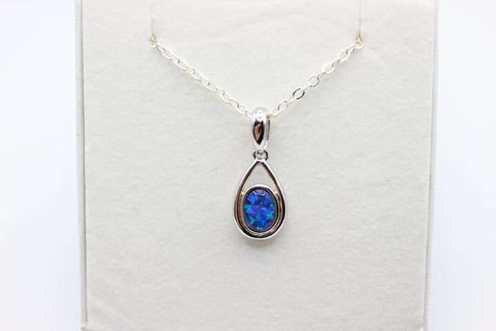 Australian Triplet Opal Pendant in Sterling Silver Setting Pendant Australian Opal House Blue 