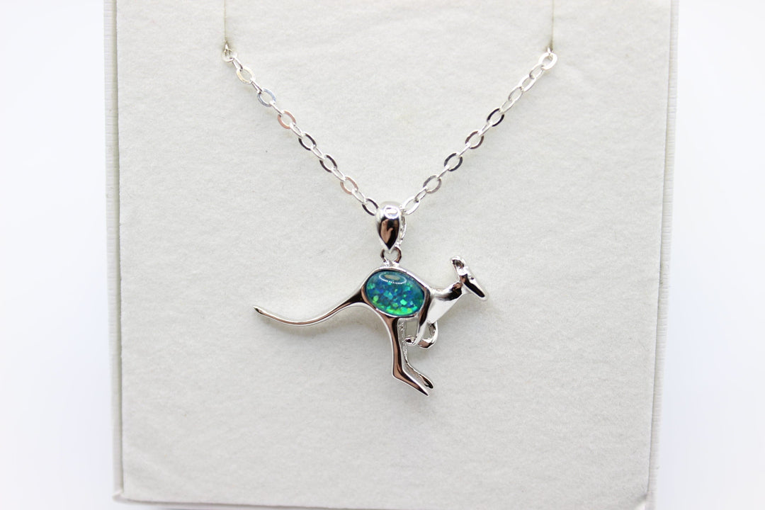 Australian Triplet Opal Pendant in Sterling Silver Setting Kangaroo Pendant Australian Opal House 