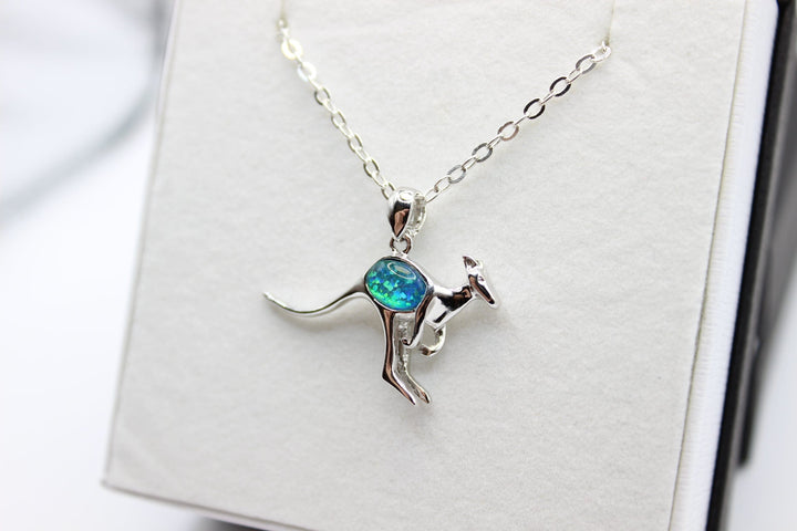 Australian Triplet Opal Pendant in Sterling Silver Setting Kangaroo Pendant Australian Opal House 