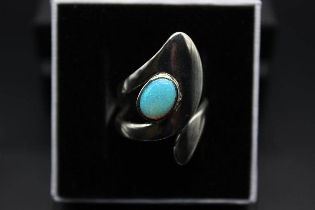 Australian Solid Opal Ring in Sterling Silver Setting Rings Australian Opal House 