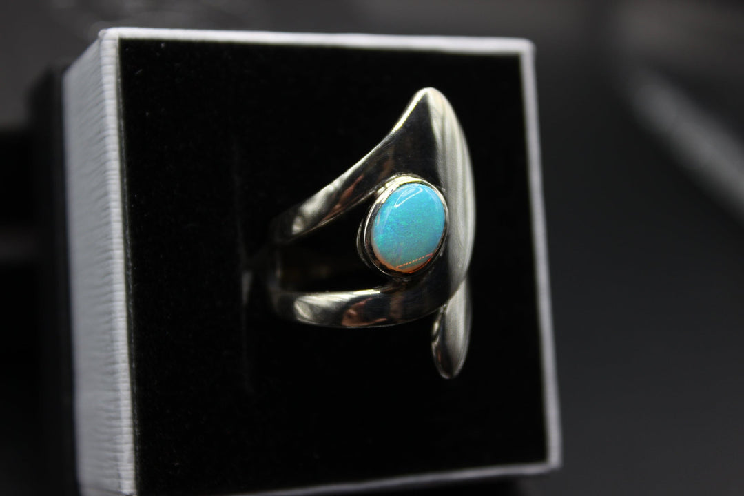 Australian Solid Opal Ring in Sterling Silver Setting Rings Australian Opal House 