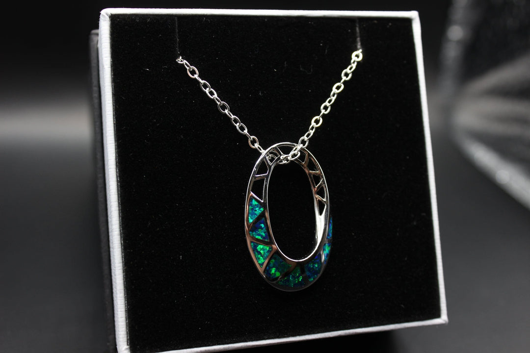 Australian Inlay Opal Pendant in Sterling Silver Setting Pendant Australian Opal House 