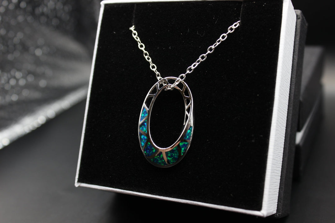 Australian Inlay Opal Pendant in Sterling Silver Setting Pendant Australian Opal House 