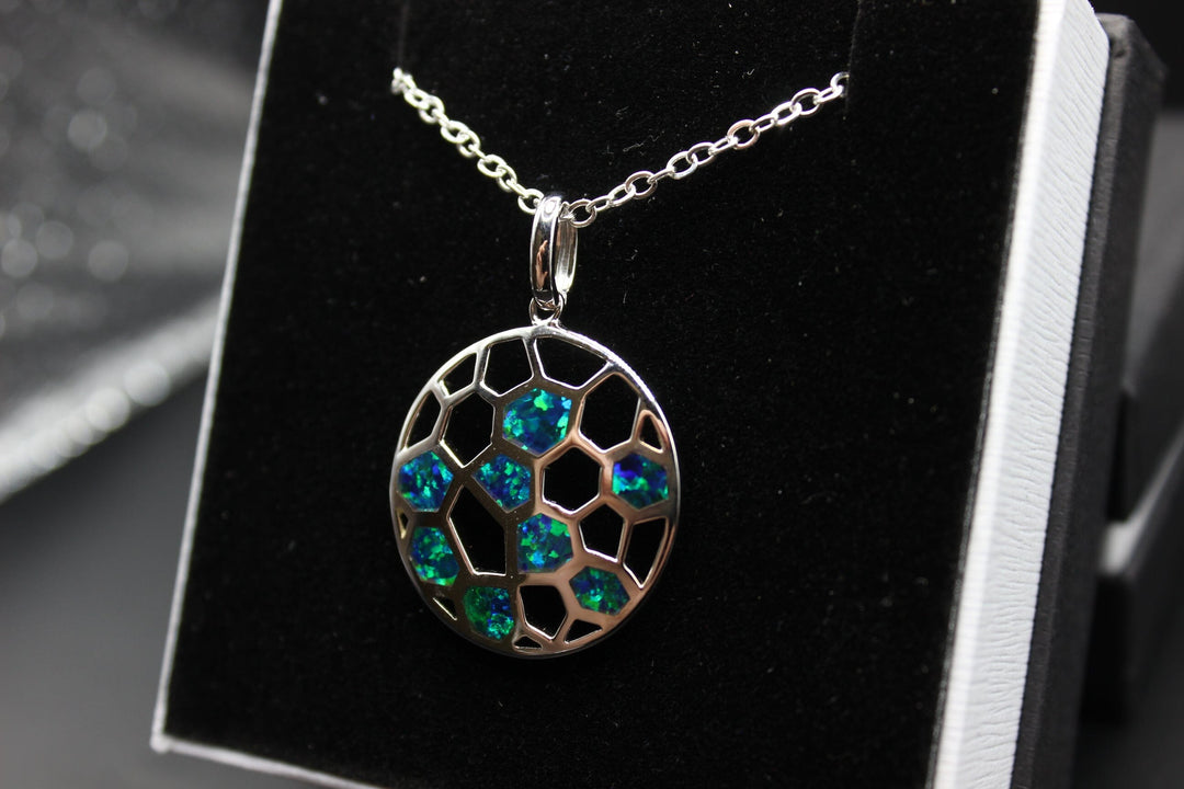 Australian Inlay Opal Pendant in Sterling Silver Setting Pendant Australian Opal House 