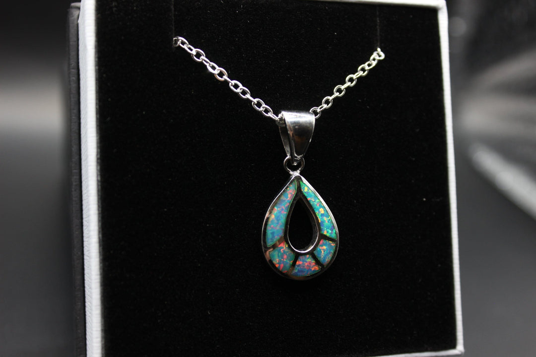 Australian Inlay Opal Pendant in Sterling Silver Setting Pendant Australian Opal House 