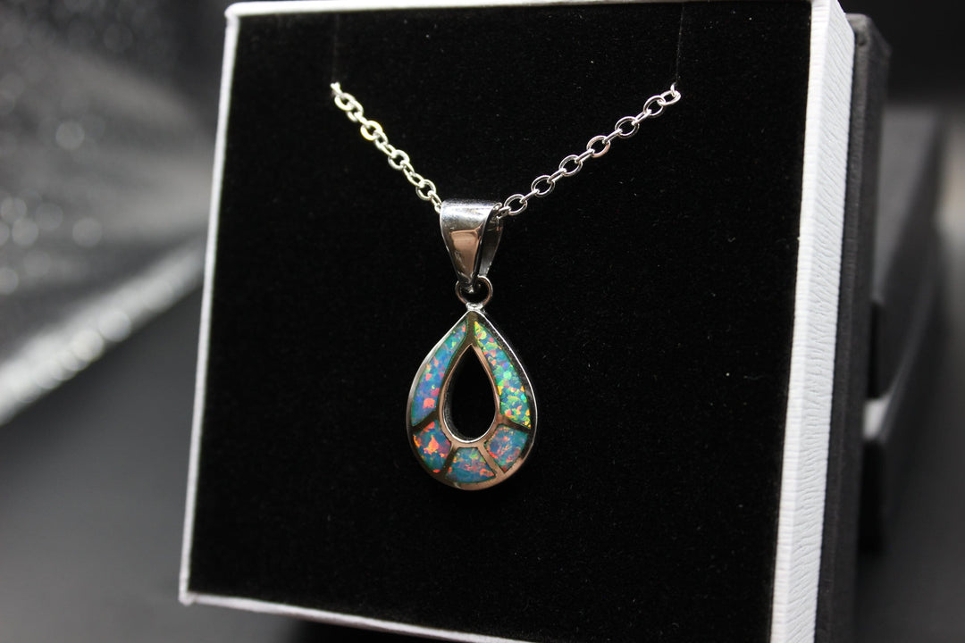 Australian Inlay Opal Pendant in Sterling Silver Setting Pendant Australian Opal House 