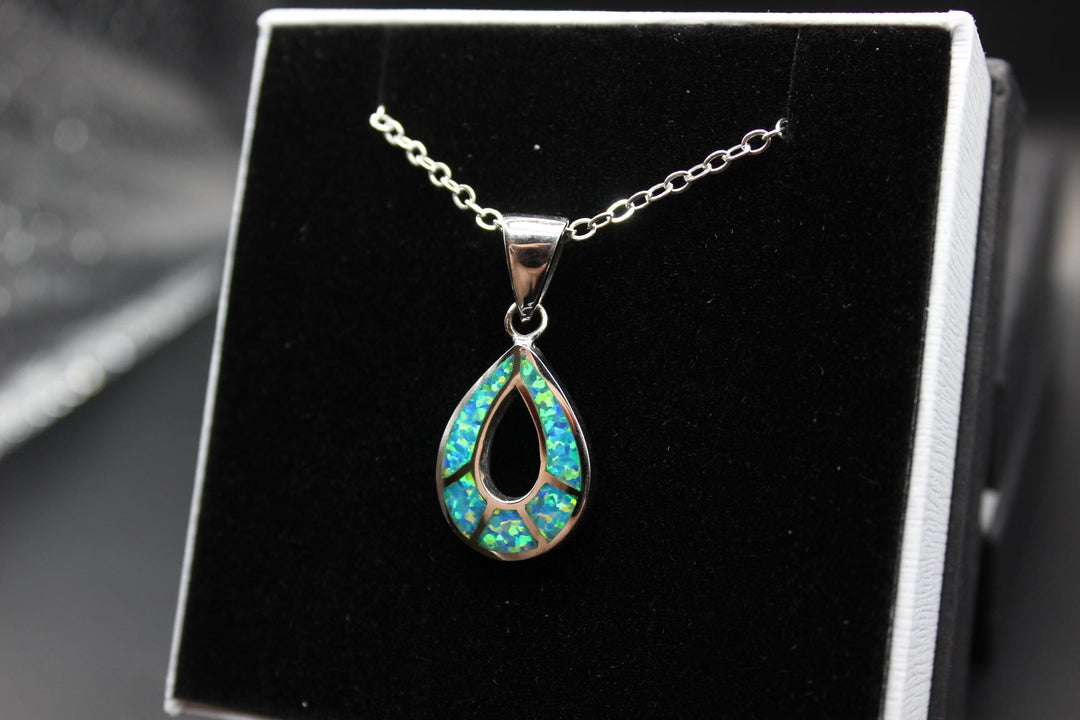 Australian Inlay Opal Pendant in Sterling Silver Setting Pendant Australian Opal House 